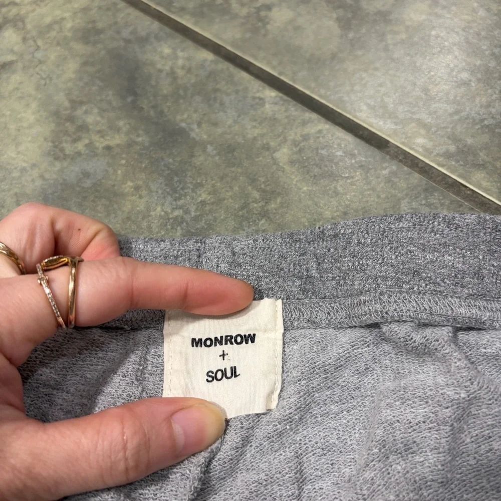 Monrow Soul Cycle Sweatpants Sz M Grey Embroidered Women Limited Edition Casual